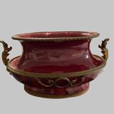 Grande jardinière ovale en céramique rouge “sang-de-bœuf”