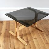 Vintage Scandinavian glass coffee table 1960 Ingmar Relling