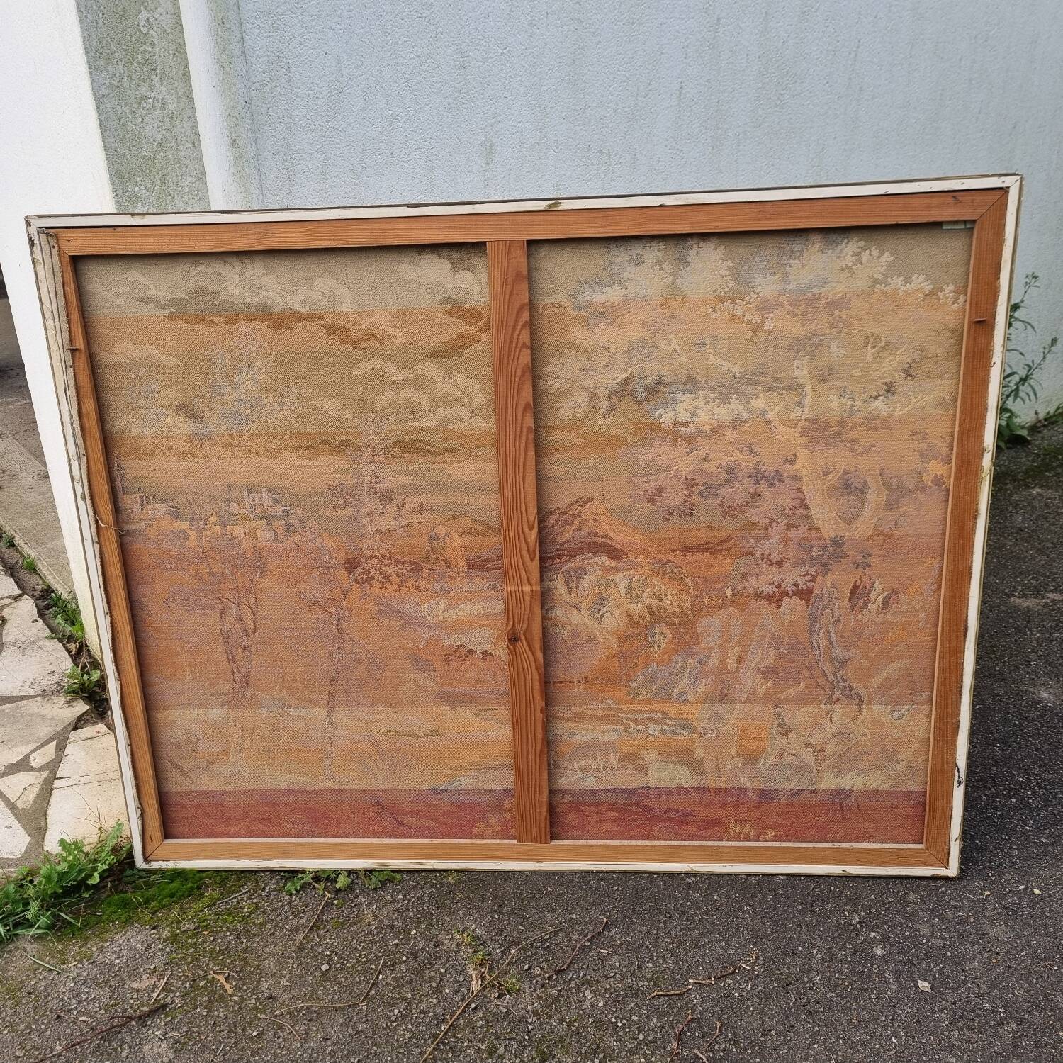 Tapisserie toile de Jouy encadrée, fin 19ème