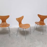 1st edition set of 4 'Lily' chairs in oak by Arne Jacobsen for Fritz Hansen, 1969