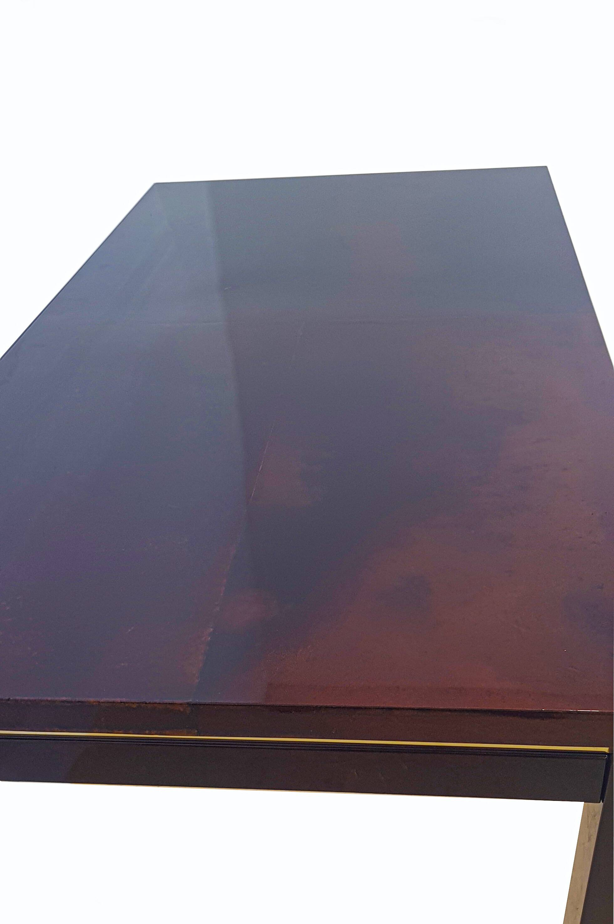 Table à manger italienne en cuir de chèvre par Aldo Tura, années 1970