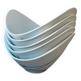 5 White and Silver Porcelain Bowls Made in France