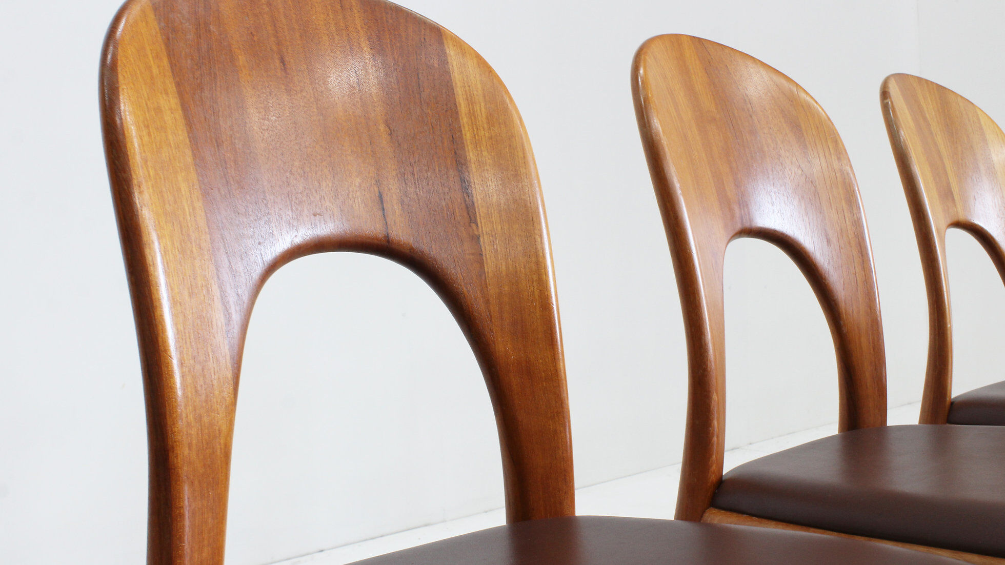 Vintage Danish teak dining chairs by Niels Koefoed set of 8