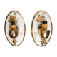 Set of two wall sconces in porcelain with roses, Poland, 1960s.