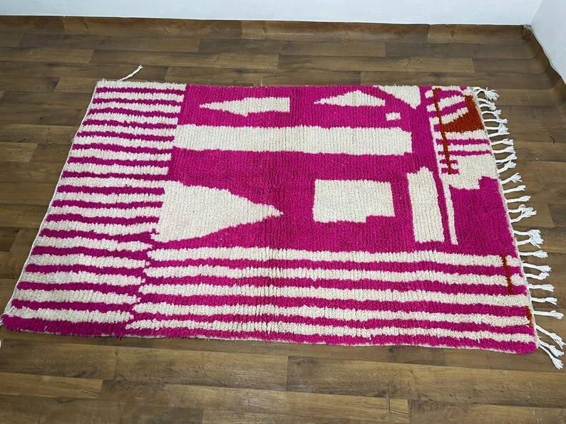 Traditional handwoven beni ourain rug size 1.4/2.6 m