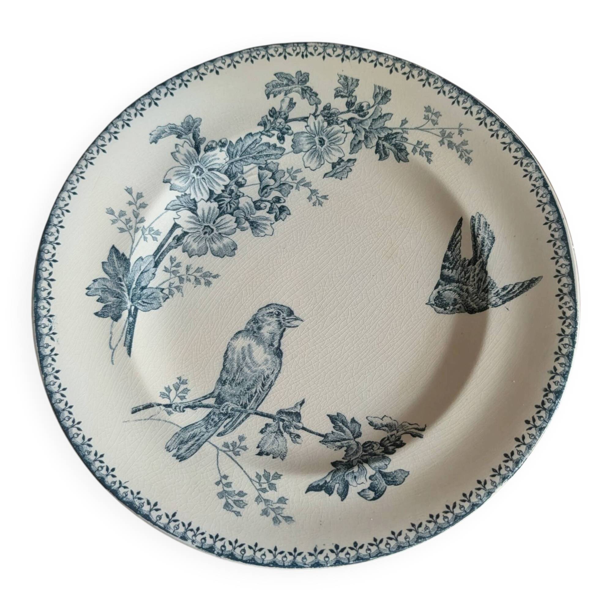 Flat plate Longwy "Mésange" – Terre de Fer, late 19th century