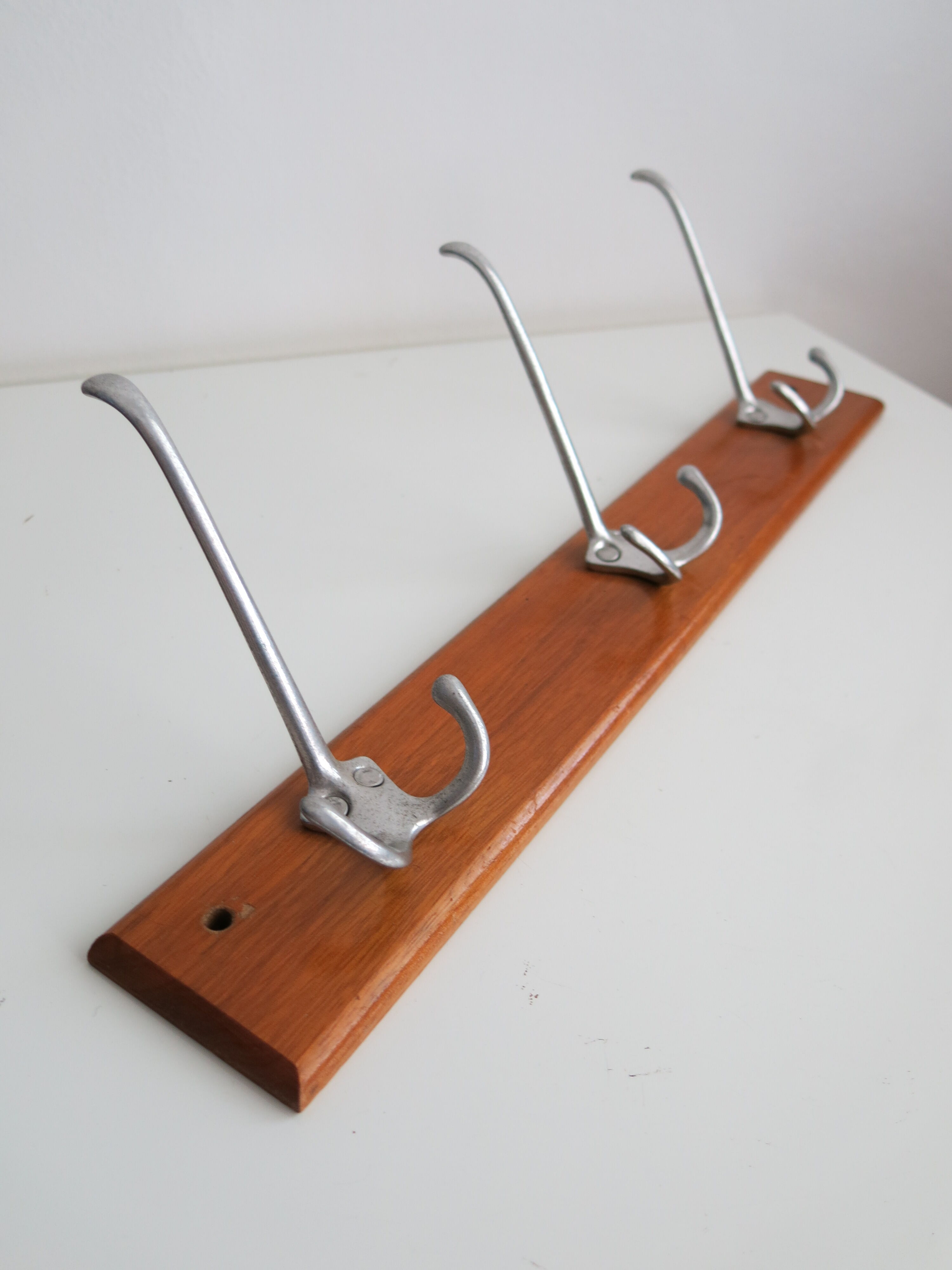 Vintage wall coat rack with three large hooks