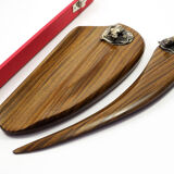 Set for office "Masriera" in silver and exotic wood, mid-century