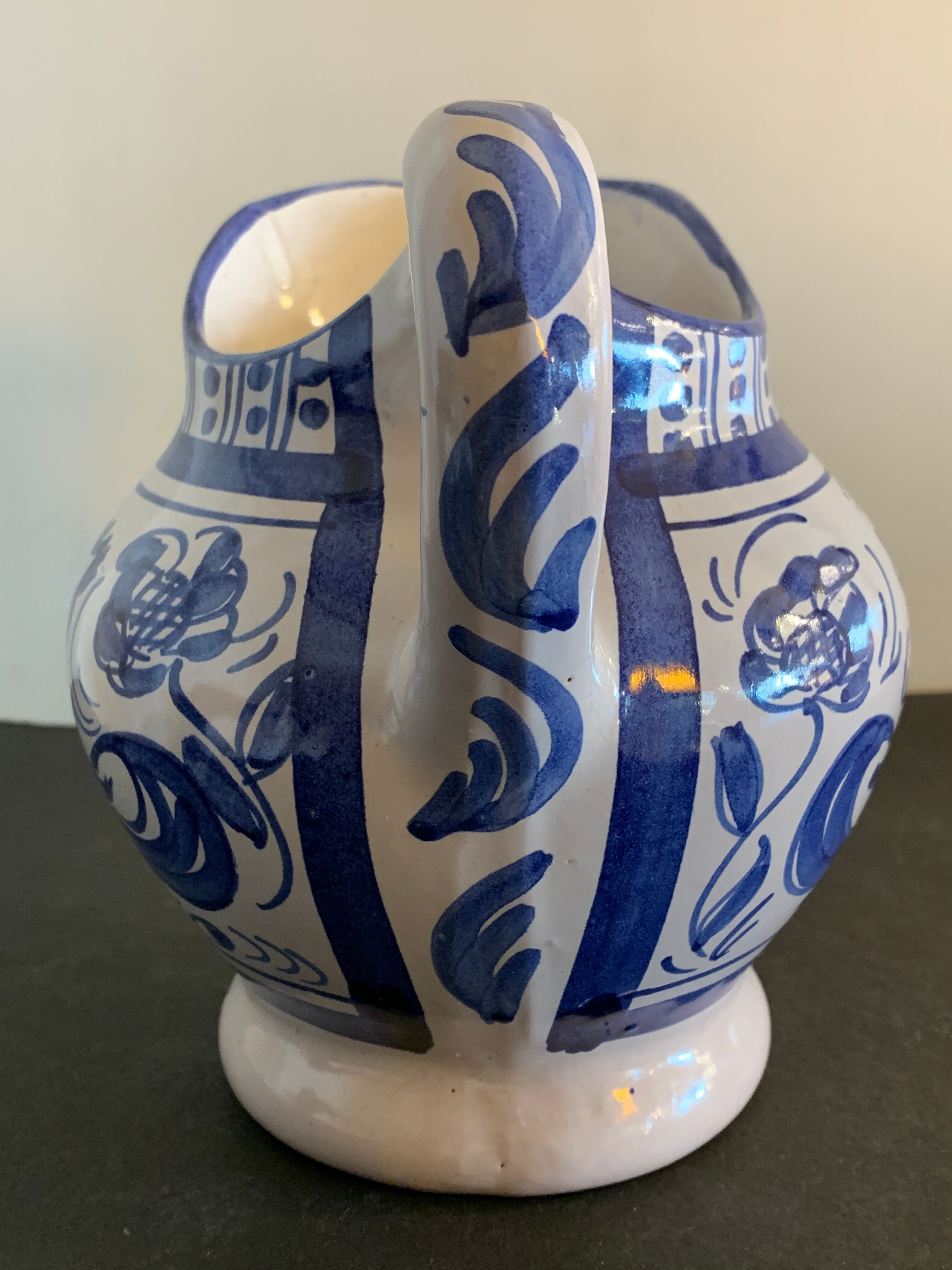 Domingo Punter blue ceramic pitcher, Teruel, 1960