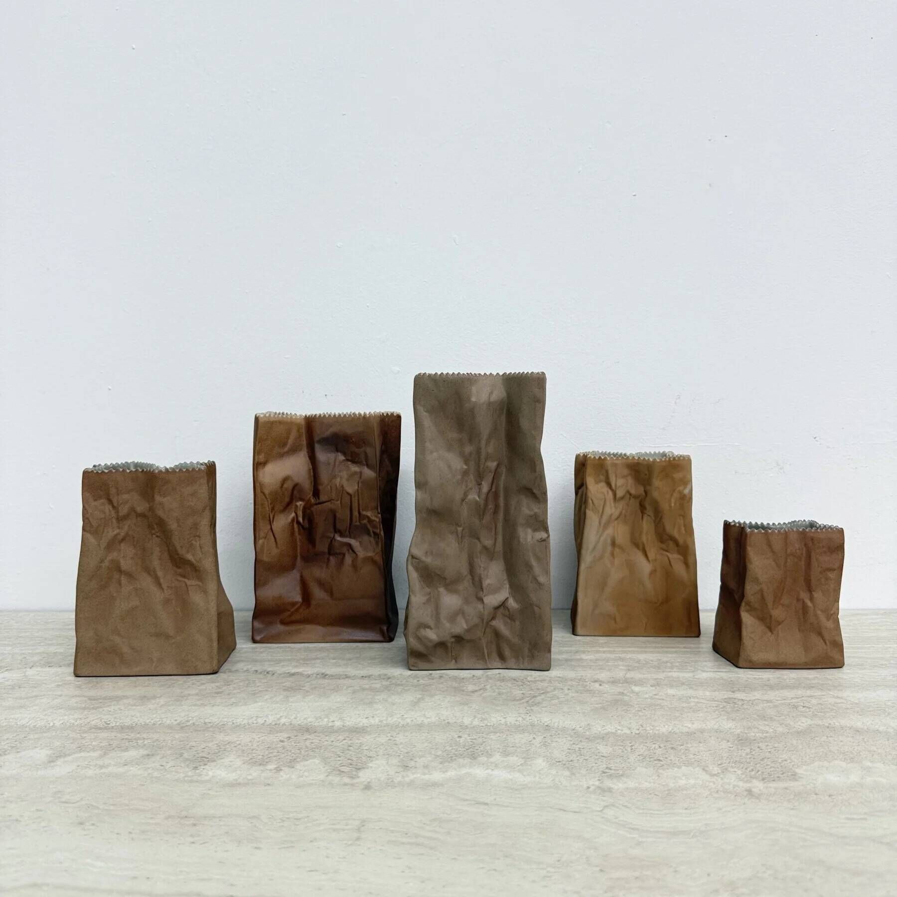 Set of 6 Rosenthal paper bag vases by Tapio Wirkkala, 1970s