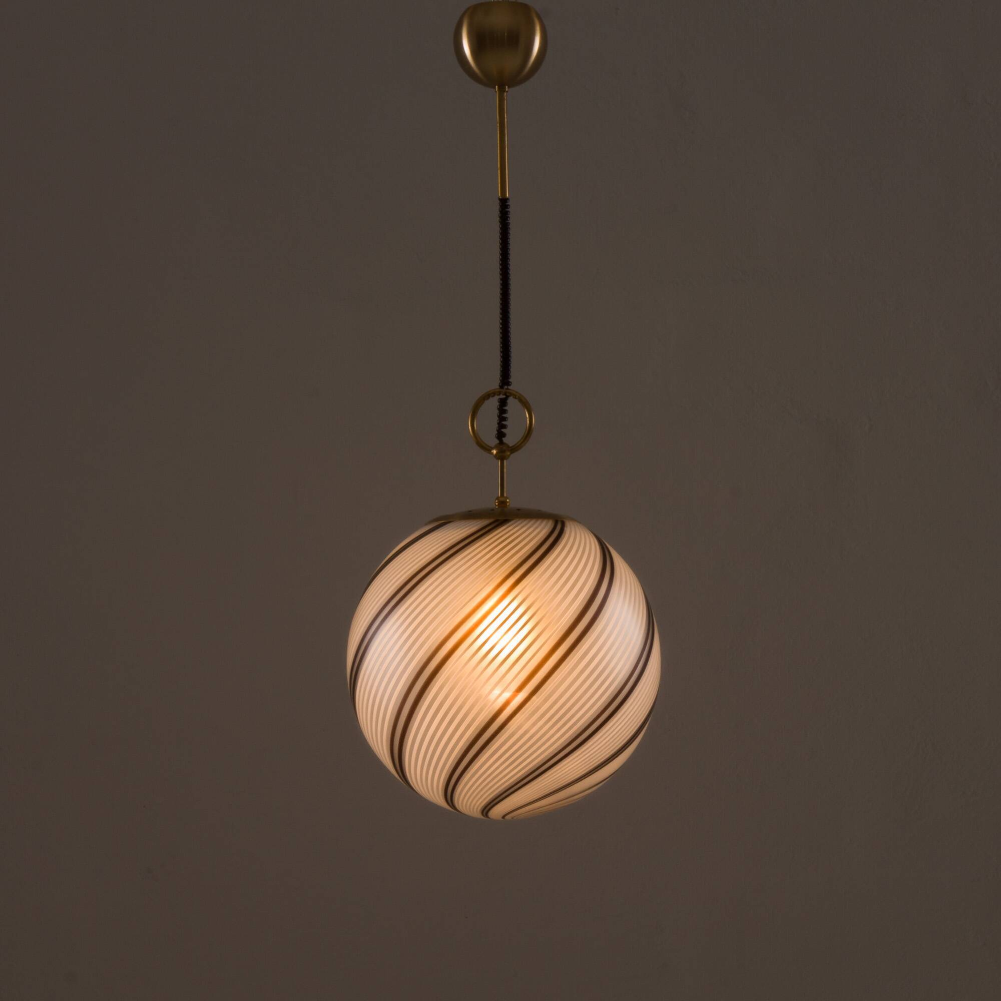 Murano glass striped globe lamp attr. to Venini, Italy 1970s