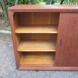 Low sideboard with 3 sliding doors in teak. Denmark 1960