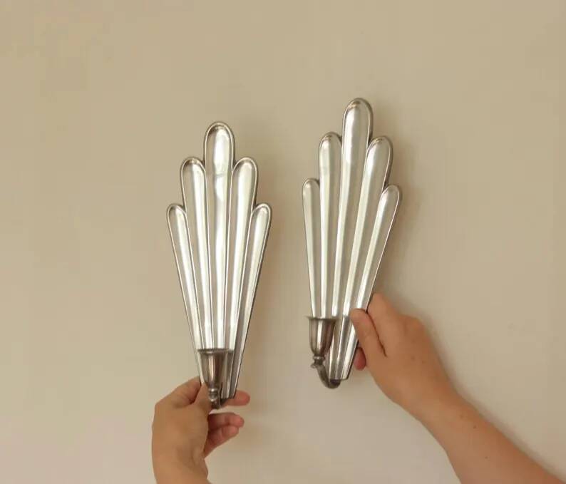 Pair of Swedish Pewter Wall Sconces, 1930s, by C.G. Hallberg, Stockholm