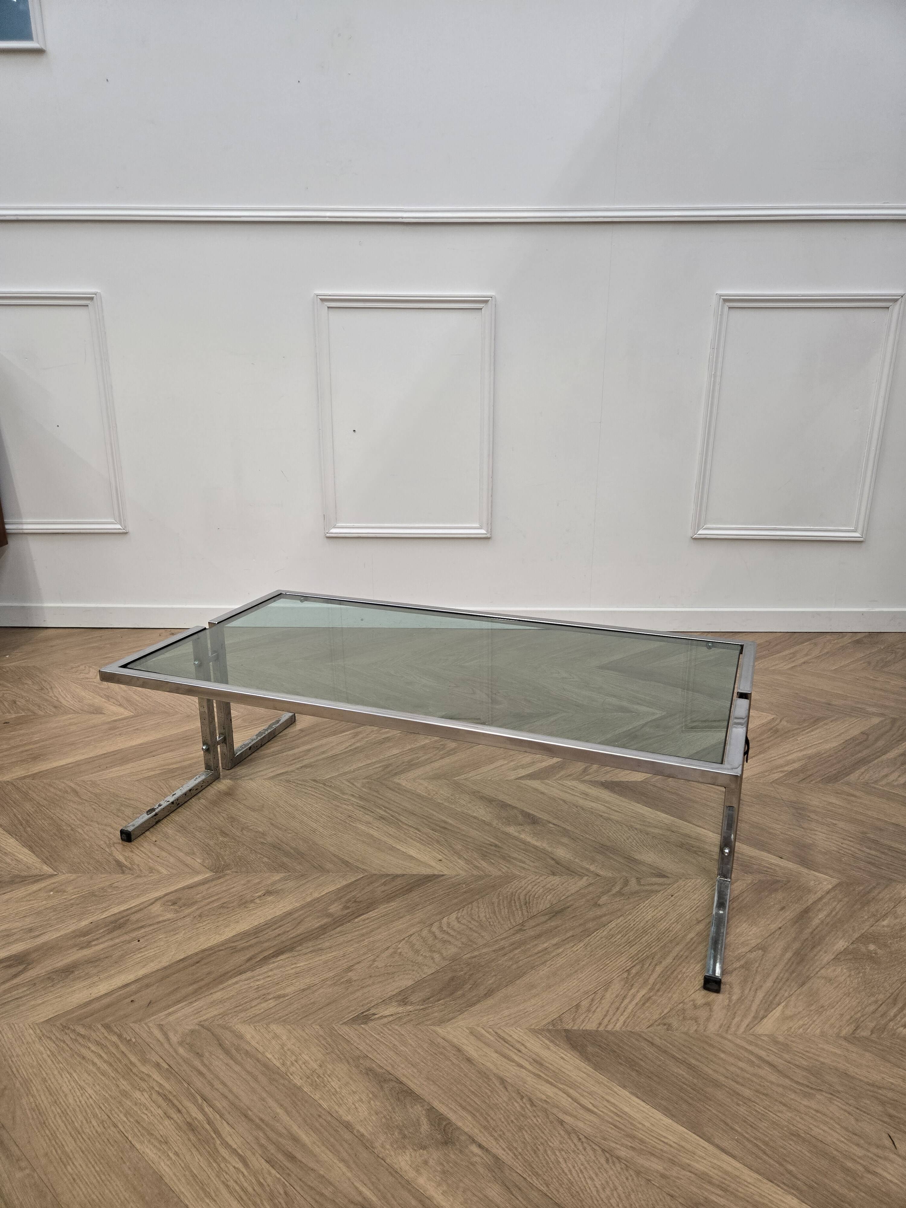 70s chrome coffee table