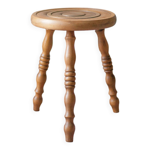 Tabouret vintage, tabouret bois, tabouret tripode, chaise d'appoint