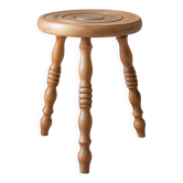 Tabouret vintage, tabouret bois, tabouret tripode, chaise d'appoint