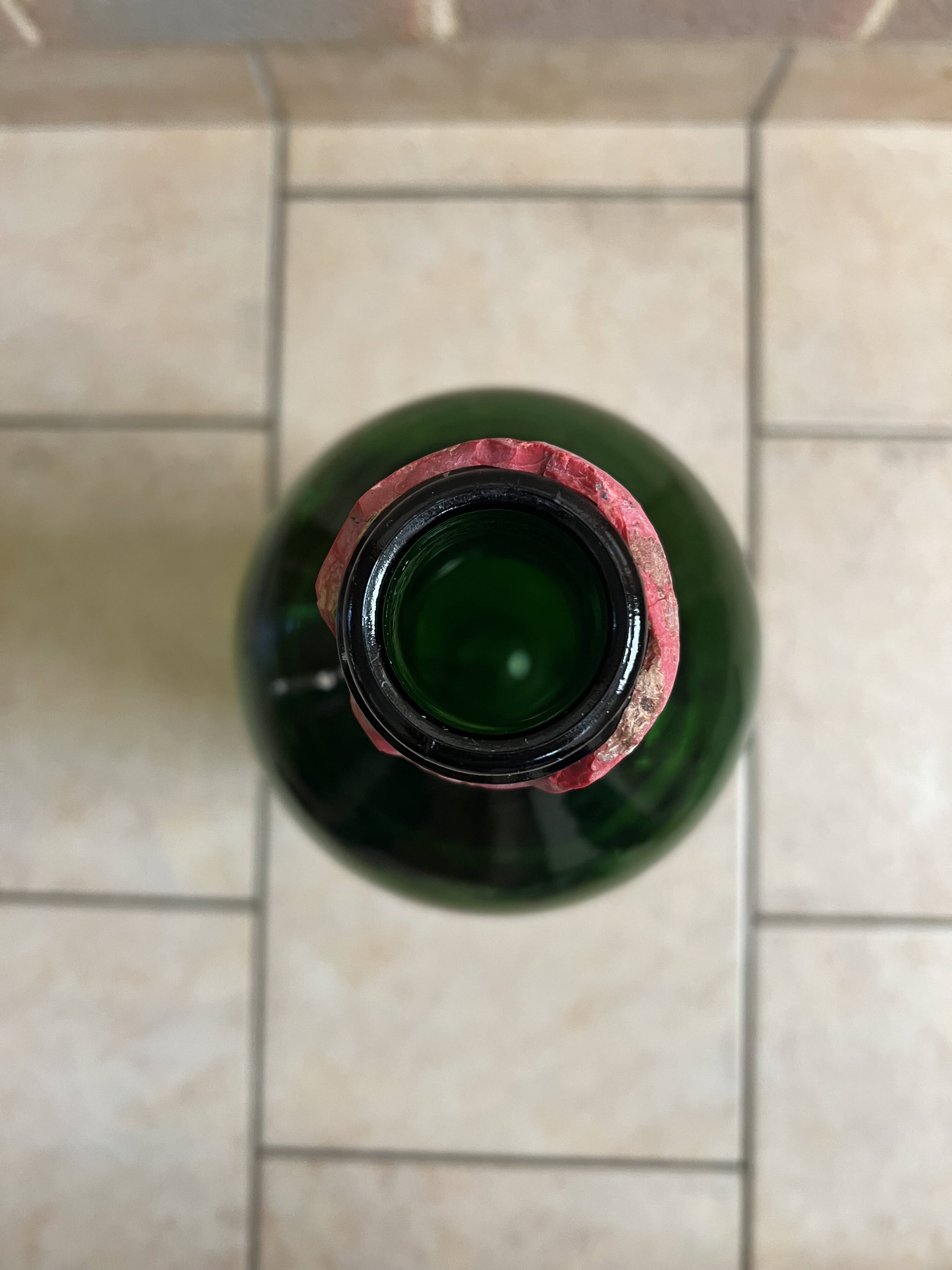 Large antique green glass bottle – Balthazar style – 50 cm
