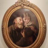 Superb old Italian school portrait of pious reading Fortunato Bello