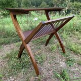 Magazine rack with wooden and gilded brass tablet
