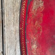 Large Red Lacquered Sheet Metal Serving Tray. Empire Period.