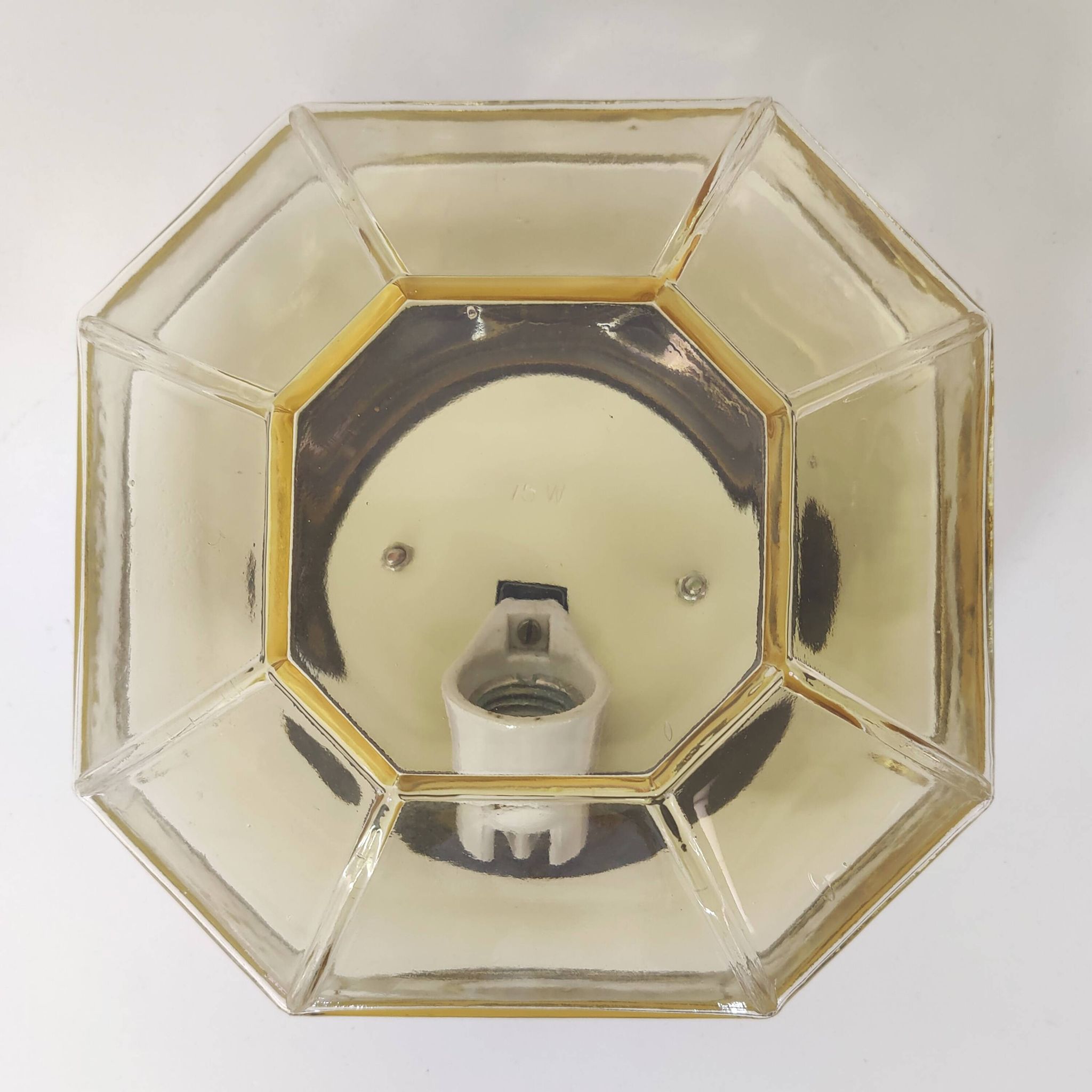 Italian wall lamp Ismos octagonal yellow glass 70s