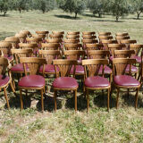 Set of 41 bistro chairs seated red skaï