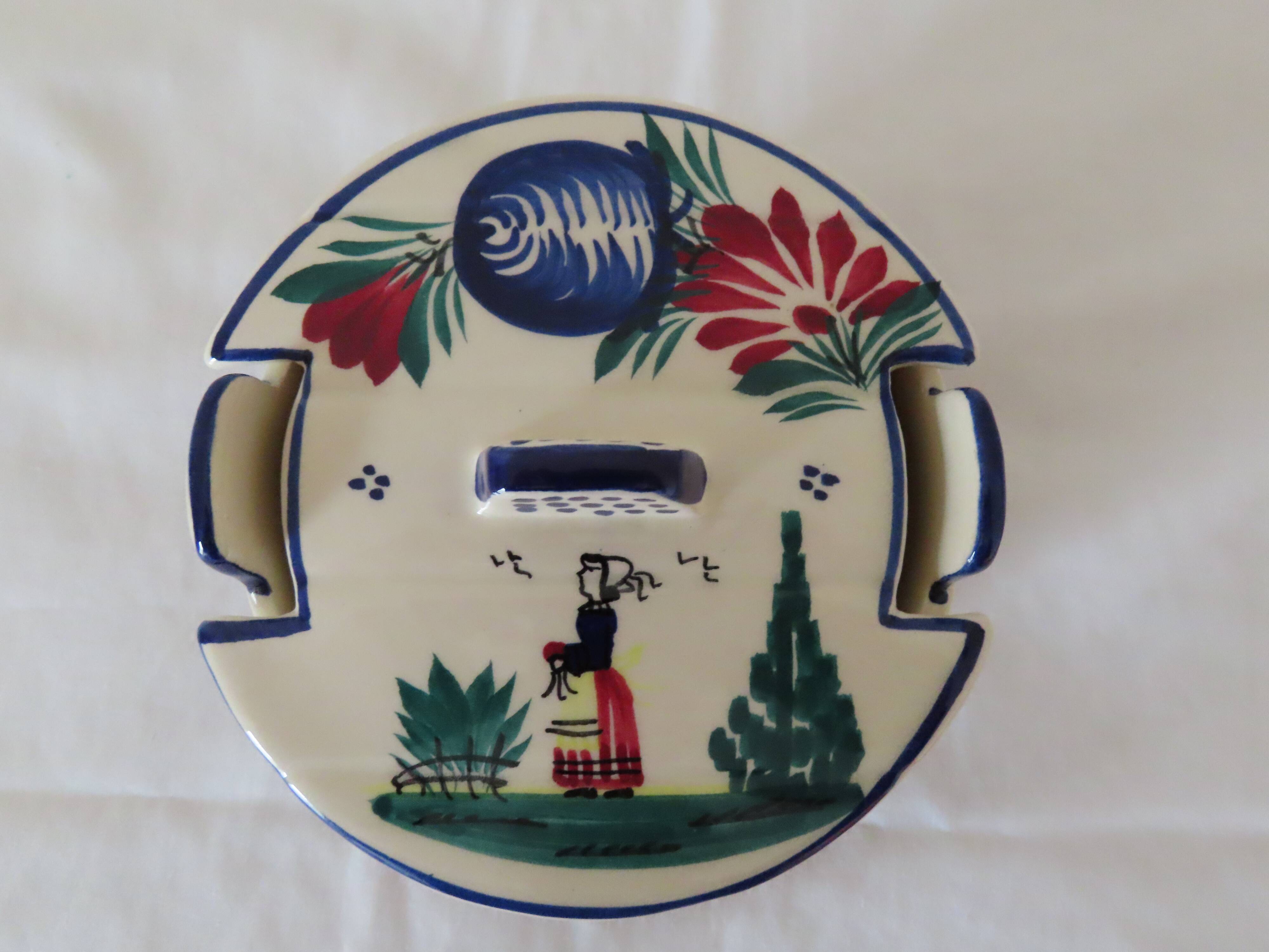 Butter dish, HB Henriot earthenware, Quimper