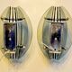 Pair of green and black Murano glass veca sconces, Italy 1970