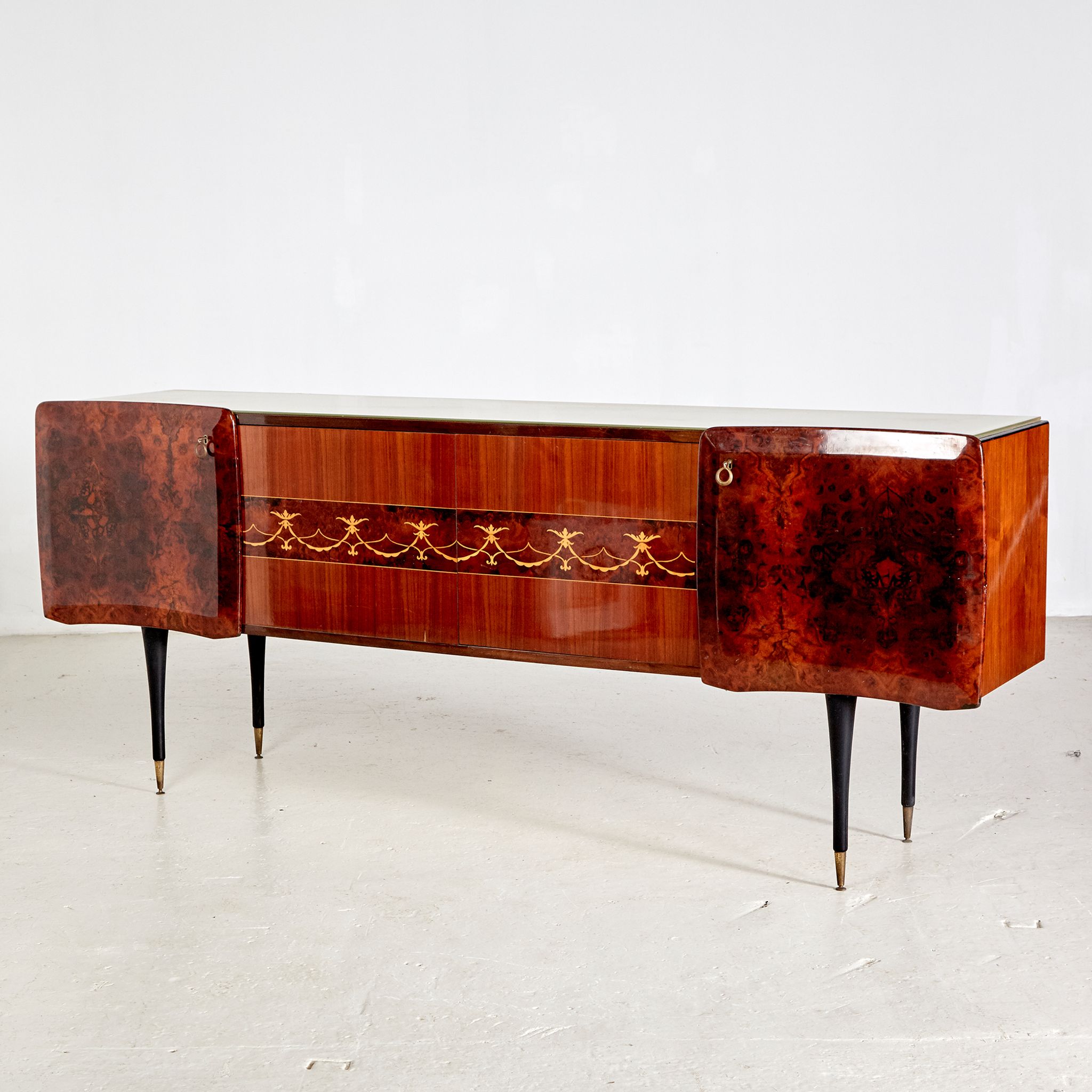 Italian walnut sideboard with mirror