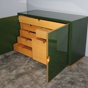 Italian emerald green and brass cabinet ,1970