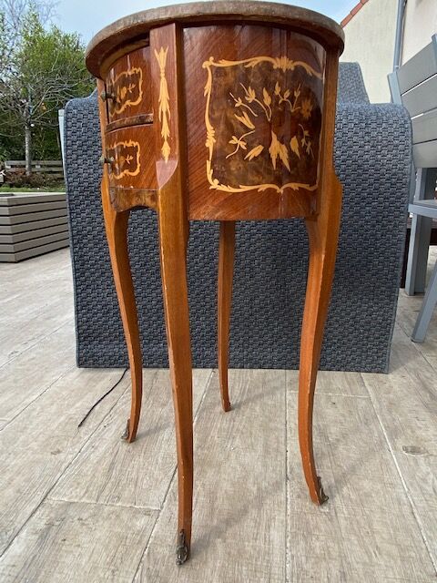 Rognon-style bedside table in marquetry
