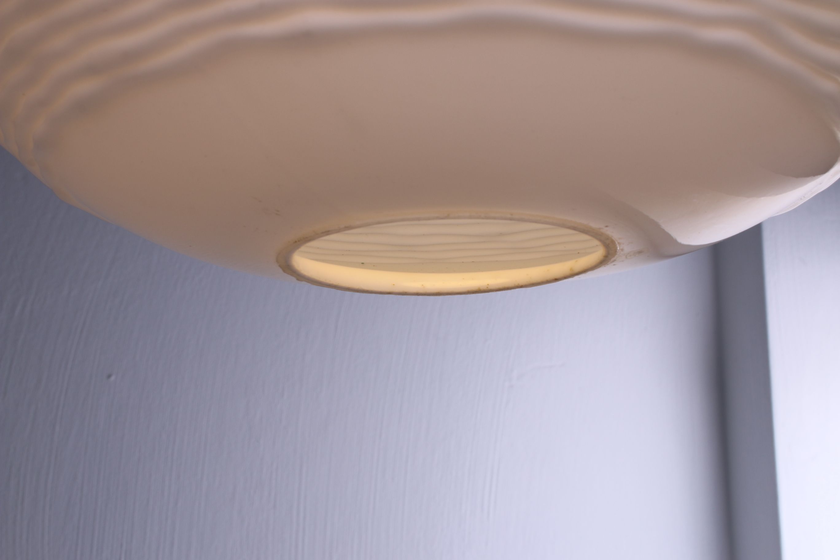 Opaline glass & teak pendant lamp by Louis Kalff for philips, 1960s