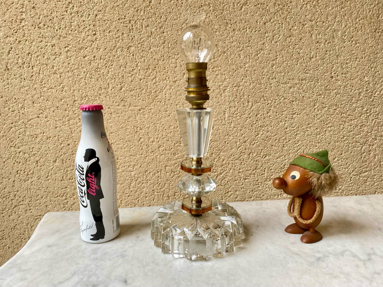 Art deco crystal blade base Val St Lambert Belgium glass & mirror