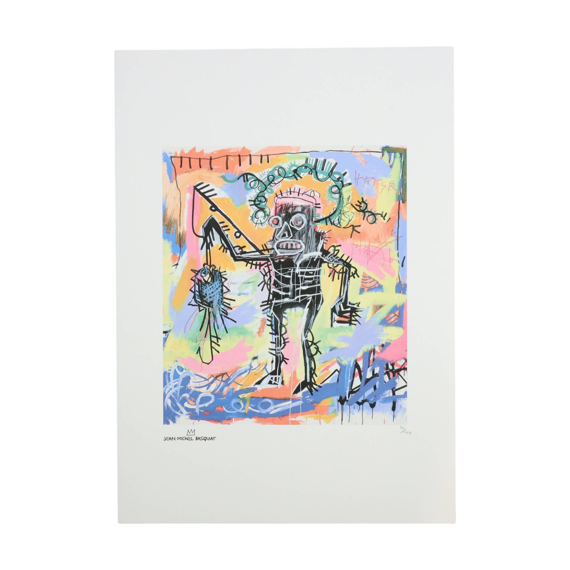 Offset Litho After Jean-Michel Basquiat Fishing 92/100 Abstract Art Print