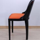 Art Deco Chair in Ebonized Wood, Orange Fabric, France, 1930