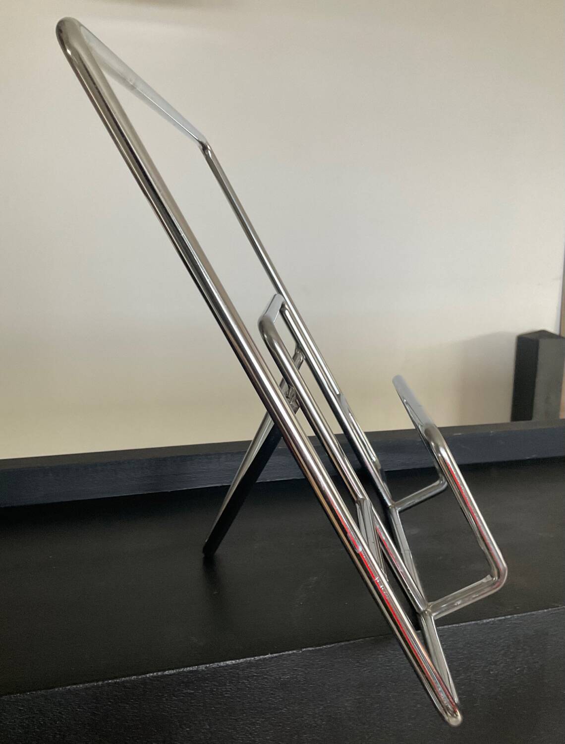 Magazine holder or vintage vinyl storage in stainless steel