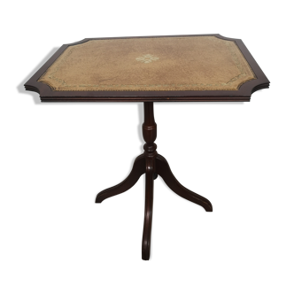Table basse à un pied mid-century avec plateau en cuir par shaw of london