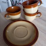 3 tasses à café anglaises en grès