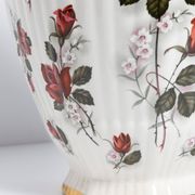 Large hand-painted ceramic vase with roses, sweet box, 20th century, Belgium, 1960s.