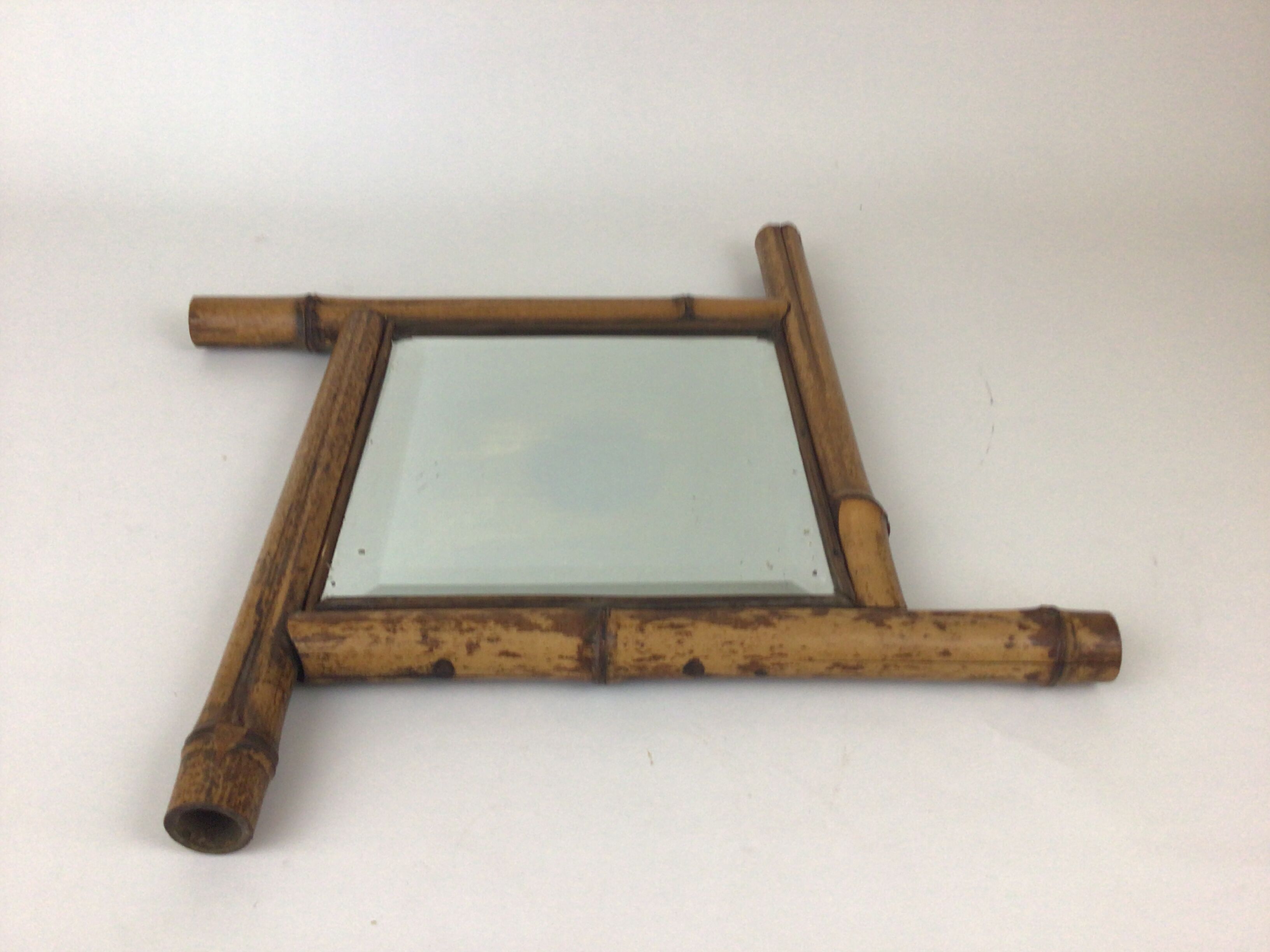 Beveled bamboo mirror