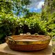 Wicker and brass table centrepiece in the style of Gabriella Crespi from the 1960s.