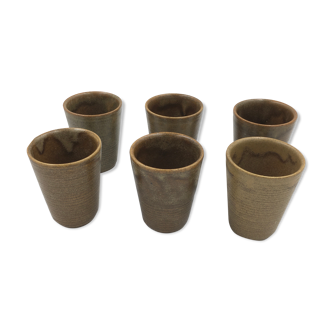 Set of 6 cups in digoin gres