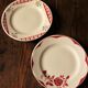 Lot 6 small mismatched plates Niger Corsica red Digoin Sarreguemines
