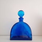 Blue pressed glass half circle carafe