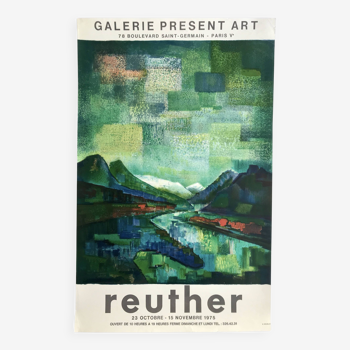 Wolf reuther, galerie present art, 1975. original lithograph poster