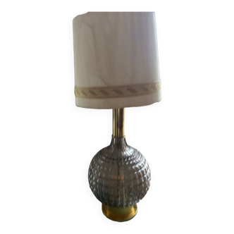 Large glass and brass lamp