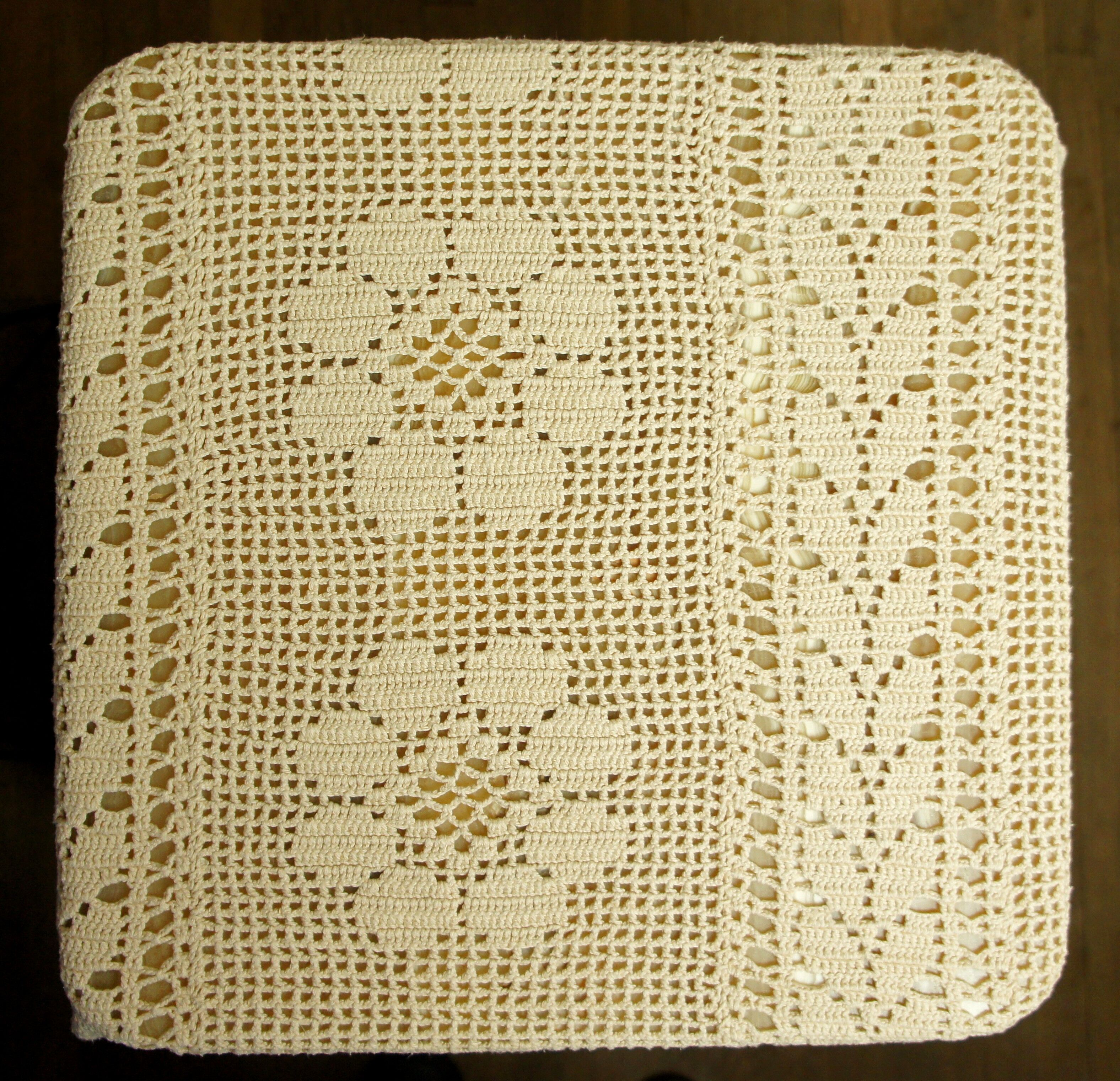 Vintage crochet cotton tablecloth