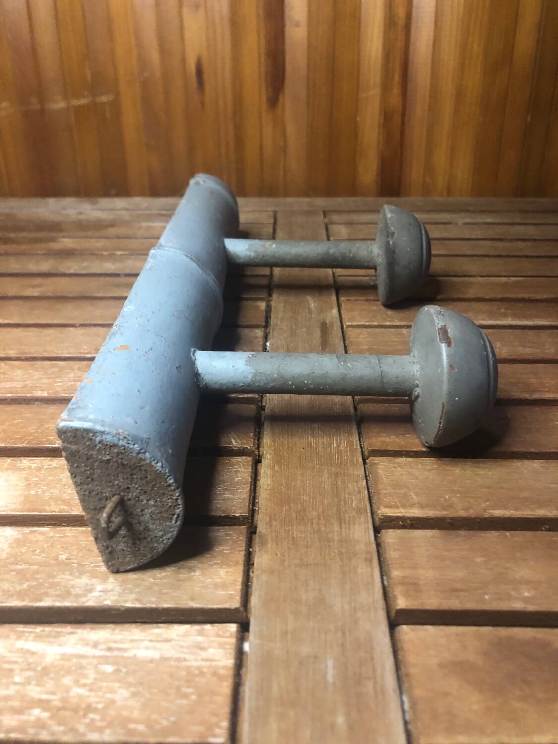 Old wall coat rack x2 vintage gray wood #a417