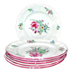 Série de 6 assiettes plates en faïence de Lunéville Keller&Guérin modèle fleuri polychrome Réverbère