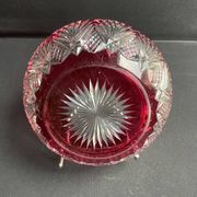 Overlay cut crystal salad bowl